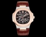 Patek Philippe Nautilus Cal.240PS Movement 40mm Black Dial Two-tone Rose Gold Strap Watch